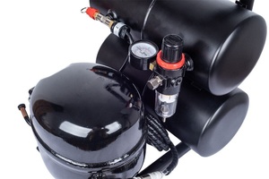 Compresseur d'aérographe à huile à grand déplacement à très faible bruit 2025 avec alimentation par gravité à piston de réservoir pour matériau en cuivre de peinture de gâteau - Product Image 4