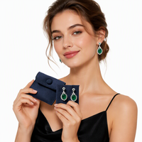 Pochette à bijoux en microfibre avec logo personnalisé, bouton pression, rabat enveloppe, sac de rangement de luxe pour bague, collier, montre, emballage cadeau