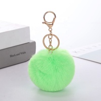 Vente en gros Porte-clés boule bouffante multicolore 8cm fausse fourrure de lapin Pom Pom