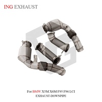 Sistem Knalpot Stainless Steel ING Downpipe untuk BMW X5m X6m F95 F96 LCI Dengan Pelindung Panas, Part Pipa Performa Otomotif