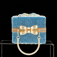 Chaussures de mariée bleues pour femmes à talon carré et bride arrière, avec sac à main assorti, pour soirées et événements, ornées de pierres, toutes saisons