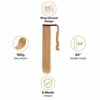 Extensions de cheveux synthétiques à enrouler, queue de cheval avec clip à bande magique, cuticules entièrement alignées, soyeuses, lisses et naturelles