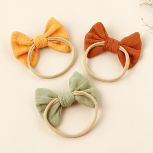 Wholesale Soft Cotton <strong>Baby</strong> <strong>Headbands</strong> with Bows Hair Bands for Girls and Toddlers Newborn Hair Accessories - Product Image 1