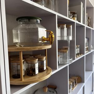 Lazy Susan simple et 2 niveaux <span class=keywords><strong>plateau</strong></span> <span class=keywords><strong>tournant</strong></span> rotatif à 360 degrés organisateur d'armoire supports de cuisine support de pot à épices en bambou - Product Image 2