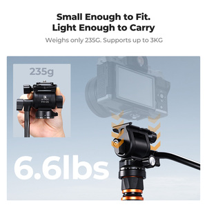 K&F <span class=keywords><strong>Concept</strong></span> TG10 Testa Fluida per Treppiede in Lega di Alluminio Nera, Superficie Liscia e Stabile per Riprese Video a 360° ° Supporto Pan-Tilt per Fotocamera - Product Image 2