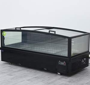 <span class=keywords><strong>Congelador</strong></span> comercial tipo isla con puertas correderas frontales de bajo consumo para alimentos congelados, con ventana pequeña, tipo arcón profundo, para tiendas y fábricas. - Product Image 1