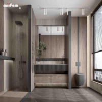 Style Wabi-sabi Design Lot Bois Couleur Simple Armoire De Salle De Bains Vanité Combo Avec Miroirs