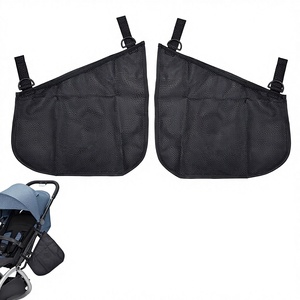 Confezione da 2 borse organizer universali per <span class=keywords><strong>passeggino</strong></span>, borsa laterale con tracolla antiscivolo, cinghie regolabili, portaoggetti in rete, colore nero - Product Image 1