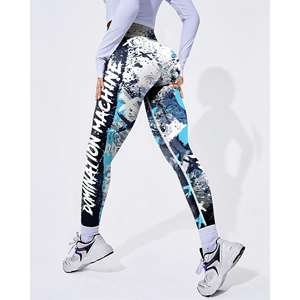 Leggings de yoga taille haute pour femmes, design punk élégant, taille élastique, respirant, extensible, rehaussement des hanches pour la course à pied, l'entraînement, approvisionnement ODM - Product Image 1