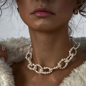 Elegante Collana di Perle da <span class=keywords><strong>Donna</strong></span> in Acciaio Inossidabile Dorato 18K con Semplice Pietra Naturale Barocca d'Acqua Dolce Girocollo di Perle - Product Image 6