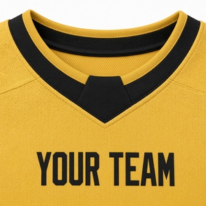 Maillot de hockey sur glace jaune de qualité supérieure pour homme, manches longues, col en V, respirant, en polyester, imprimé par sublimation, vêtements de sport pour adulte - Product Image 4