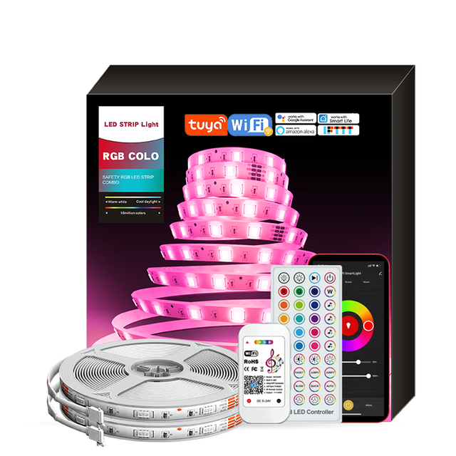 Tuya Smart Wifi Led Strip 5m 10m Rgb Waterproof 5050 Lights Alexa Google Home App Controlled Ip20 for Christmas Decor Room Decor