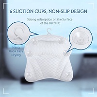 Oreiller de bain SPA en maille d'air 4D super doux et respirant de luxe CF avec 7 aspiration extra forte pour oreiller de baignoire de soutien de la tête du cou
