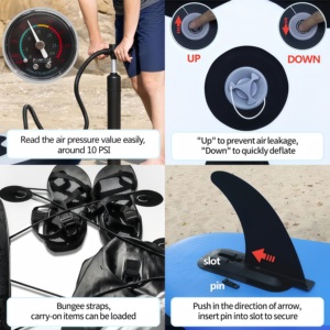 กระดานพายลม CZFIT แบบ Drop Stitch เป็นมิตรกับสิ่งแวดล้อม พกพาสะดวก ใช้ได้กับทะเล/ทะเลสาบ แม่น้ำ ปรับแต่งขนาดได้ 3 ครีบแบบสไลด์อิน - Product Image 6