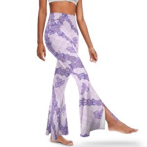 Envío de la gota Ropa Mujer Personalizado Aloha Hawaiian Mailelei Cultura Imprimir Cintura alta Flared Slit Yoga Pantalones Imprimir en la demanda - Product Image 2