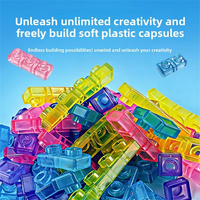 Jouet éducatif sensoriel en TPR souple transparent, blocs empilables magiques, blocs en gelée, blocs de construction magnétiques pour enfants
