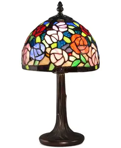 Lâmpada Tiffany de mesa com detalhes de cravo, lâmpada de cabeceira para quarto