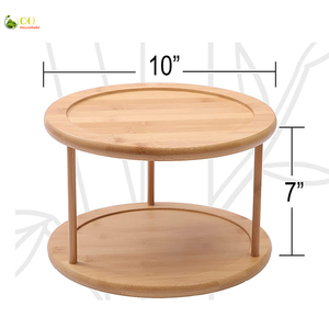 <span class=keywords><strong>Plateau</strong></span> <span class=keywords><strong>tournant</strong></span> en bambou <span class=keywords><strong>pour</strong></span> bocaux à <span class=keywords><strong>épices</strong></span>, support de rangement des <span class=keywords><strong>épices</strong></span>, accessoire de cuisine, étagère à 2 niveaux - Product Image 2