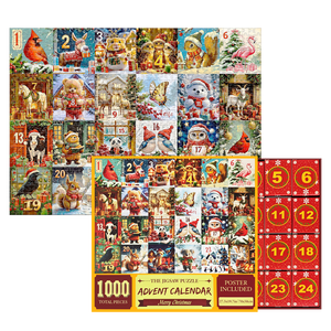 Calendario de Adviento Navideño Personalizado, Rompecabezas de 1000 Piezas, 24 en 1, Cartón Blanco, Impresión HD, Corte de Precisión, Acabado Mate, Caja de Regalo OEM - Product Image 1