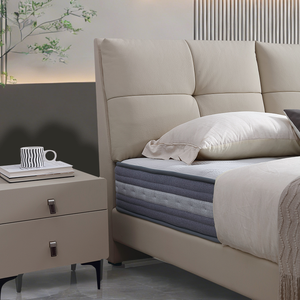 <span class=keywords><strong>Lit</strong></span> intelligent minimaliste en cuir pleine fleur avec supports à <span class=keywords><strong>lattes</strong></span> réglables, cadre en acier et bois assemblé, capacité 450 kg, silencieux et confortable pour - Product Image 3