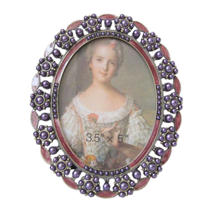 Tím ngọc trai với màu hồng men hình bầu dục cô gái kim loại kẽm hợp kim hình ảnh khung ảnh 3.5x5 inch (p0163135a) - Product Image 1