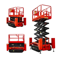 Nacelle ciseaux tout-terrain sur chenilles pour terrains accidentés, 5 tonnes, avec fonction benne basculante, 4x4, livraison gratuite