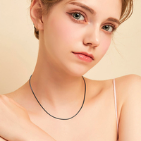 Collier en Cordon de Cuir Italien Authentique RINNTIN SC62 de 2 mm ou 3 mm, Noir ou Marron, pour Hommes et Femmes, avec Fermoir en Argent Sterling 925