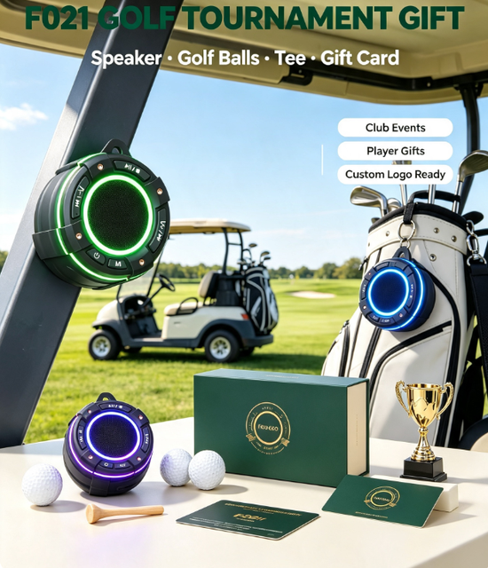 Clip on Golf Bag Bluetooth Speaker IP67 IPX7 Waterproof Custom Logo RGB Light Off for Golf Tournament Gift