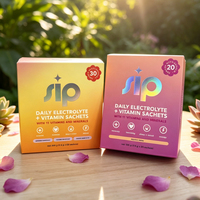 Boîte en papier auto-élevable de qualité alimentaire personnalisée avec revêtement UV holographique, pliable, pour sachets de poudre d'électrolytes et de vitamines