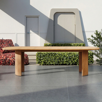 Table à manger d'extérieur FERLY de haute qualité, durable, en teck, style moderne et contemporain, pour meubles d'extérieur