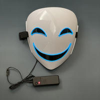 Masque d'horreur d'Halloween à LED néon, lumineux et effrayant, pour fêtes, cosplay et événements, avec fil LED