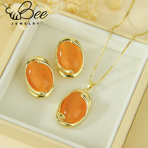 Conjunto de joyería de cristal con piedras de colores de Hawái de verano, collar y aretes de diamantes de imitación azules naturales, conjuntos de joyería para mujeres indias - Product Image 5