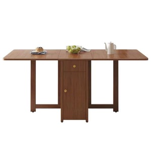 Extendable Solid Wood Dining <b>Table</b> Rectangle Modern Simple Design With <b>Storage</b> Drawer For <b>Small</b> Spaces - Product Image 1