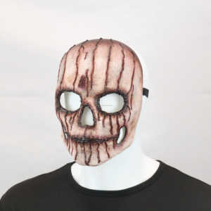 Dekorasi kostum penutup wajah sutra mulut dapat bergerak properti malam horor menakutkan pesta Halloween silikon tengkorak kepala penuh horor - Product Image 4