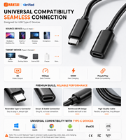 Kabel Ekstensi USB-C Universal 10Gbps Tipe-C Male-Female 100W PD Transfer Data Video 4K Konduktor Tembaga Murni Berlapis Nilon Tahan Lama