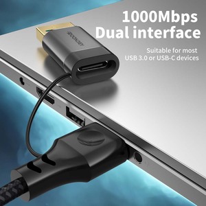 Câble <span class=keywords><strong>Ethernet</strong></span> Gigabit 2-en-1 USB-A/Type-C vers RJ45 1000 Mbps pour Connexion Filaire Externe des Ordinateurs Portables/Téléphones/Tablettes – En Stock - Product Image 3