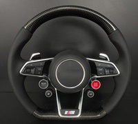 Volante Deportivo S-Line de Fibra de Carbono y Cuero con Botones y Levas de Cambio para Audi A3/A4/A5/A6/A7/S3/S4/S5/RS3/RS4/RS5/Q3/Q5/Q7