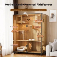 Cattail Cat Villa : Lit d'intérieur de luxe pour chat, espace extra-large, multi-niveaux, gain de place, panoramique en verre, pour salon et tout l'espace