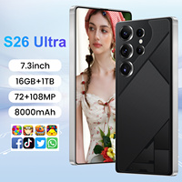 5G S26 ponsel pintar Ultra cepat, ponsel pintar Buka kunci wajah 7.3 inci 16Gb + 1TB 108MP 8000mah Android 14 grosir