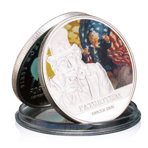 عملة تذكارية العم سام ، المقتنيات الوطنية الأمريكية ، الفضة المطلية ، عملة تذكارية ، عملة التحدي - Product Image 1