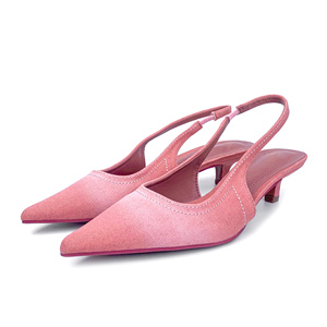 Sandalias de tacón medio de lona Rosa personalizadas para mujer de la marca ZAZB, zapatos de novia elegantes para mujer - Product Image 1