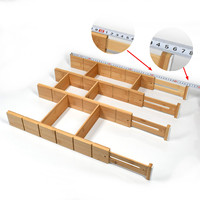 Lot de 4 séparateurs de tiroirs extensibles en bambou personnalisables, organisateurs de tiroirs ajustables avec inserts pour ustensiles de cuisine