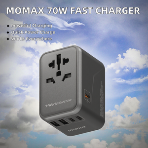 Cargador Rápido <span class=keywords><strong>MOMAX</strong></span> 1-World UA8 PD 100-250V 70W, Adaptador de Corriente con Enchufe para EE. UU., AU, Reino Unido y UE, Cargador USB Universal para Teléfono Móvil - Product Image 2