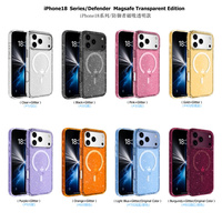 Nouvelle coque de téléphone antichoc transparente couleur cerise scintillante avec paillettes, en PC rigide, magnétique, pour iPhone 18 17 16 15 14 Pro Max