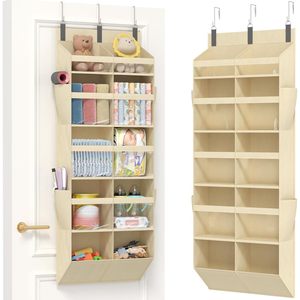 Over The Door Organizer 14 Compartment Non Woven Fabric <b>Storage</b> <b>Rack</b> With Side Pockets For Baby Items And Toys - Product Image 1