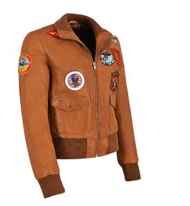 Veste aviateur pour femme en cuir Nappa vintage véritable 100% sur mesure, style Top Gun, fermeture éclair YKK de qualité supérieure, étiquette privée OEM - Product Image 2