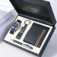 Jam Tangan Quartz Pria Mewah Personalisasi Tren 2026 + Dompet + Gantungan Kunci - Hadiah Hari Valentine & Natal untuk Bisnis