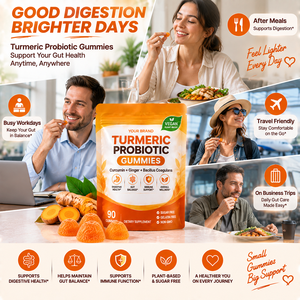 Gummies Probiotiques au Curcuma et au Gingembre pour la Santé Digestive et Intestinale, Supplément à base de Bacillus Coagulans, Sans Sucre, Végétalien, Marque Blanche - Product Image 3