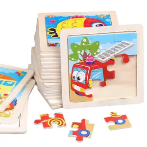 Cartoon Dier Voertuig Houten Puzzels Intelligentie Kids Baby Vroege Educatief Speelgoed Kids Houten 3D Puzzel Speelgoed