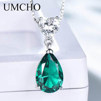Nuevo Collar con Colgante de Plata de Ley 925 para Mujer, con Circonita y Esmeralda Nano, Regalo de Aniversario